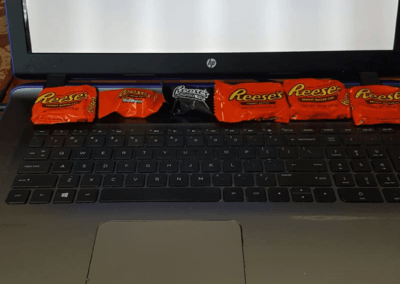 candy on laptop