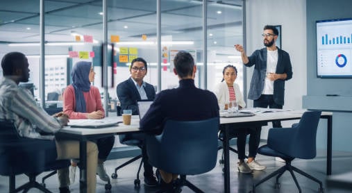 Business meeting in an office conference room
